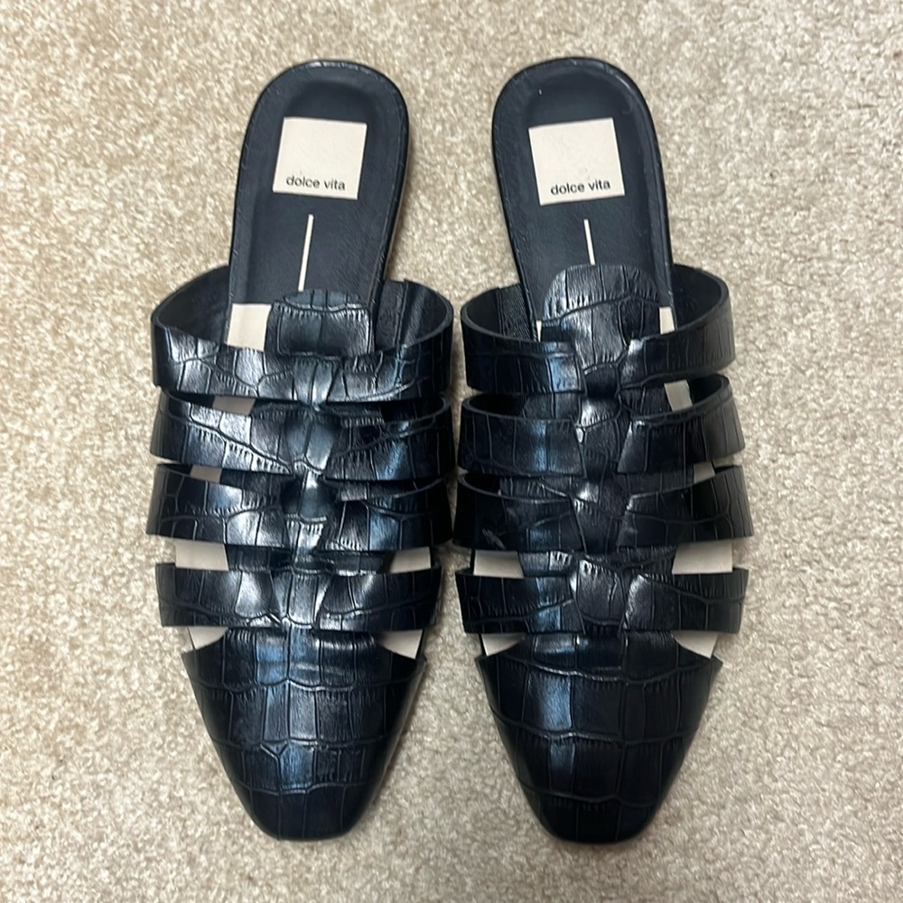 Dolce Vita Croc Embossed Mule Sandals